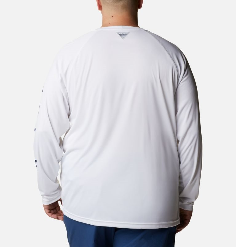 Men's Columbia PFG Terminal Tackle Long Sleeve Sweatshirts White | Plus Size CA-U64L8